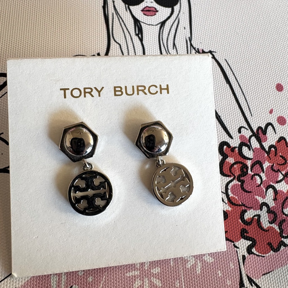 Tory Burch Earrings Silver NWOT